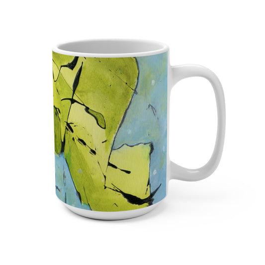 Feeling grumpy today? Talk it over with your 'Grumpy Fish' mug.  Art Mug, Colorful Coffee Cup, Gift for Flower Lovers, Home Decor, Spring Celebration...