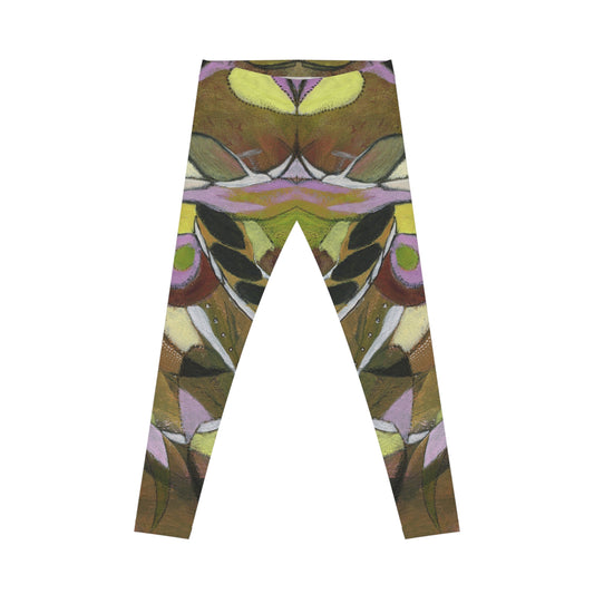 Olive You: Abstract art printed leggings by Edie's Arts