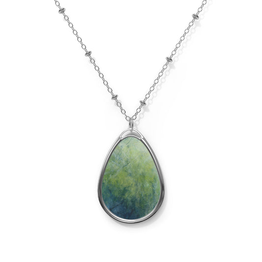 Mystic Tide: Oval Necklace, Abstract Pendant, Birthday Gift Idea