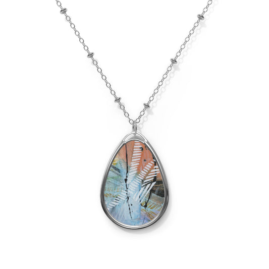 Hawaii Bound: Galaxy-Inspired Oval Necklace, Abstract Pendant, Birthday Gift Idea