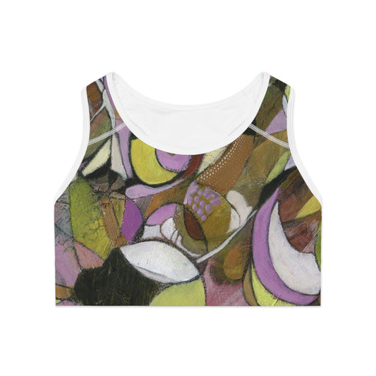 Olive You: Abstract Print on Sports Bra by Edie's Arts