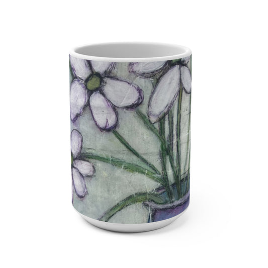 Vase With Flowers: Art Mug, Colorful Coffee Cup, Gift for Flower Lovers, Home Decor, Spring Celebration...
