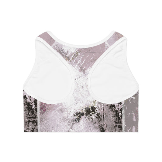 Pink Dawn: Abstract Print on Sports Bra by Edie's Arts