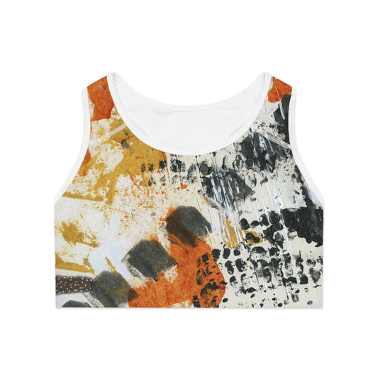 Autumn Chaos: Abstract Print on Sports Bra by Edie's Arts