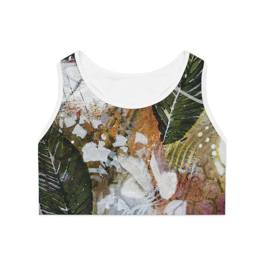 Lush Impressions: Abstract Print on Sports Bra by Edie's Arts