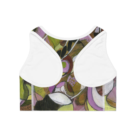 Olive You: Abstract Print on Sports Bra by Edie's Arts