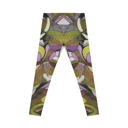 Olive You: Abstract art printed leggings by Edie's Arts