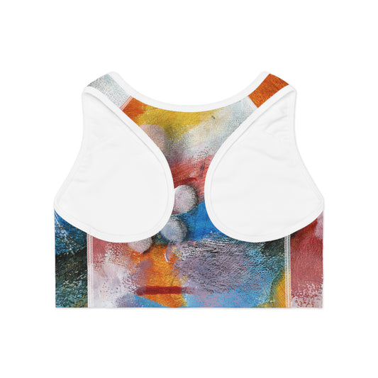 The Juggler: Abstract Print on Sports Bra by Edie's Arts