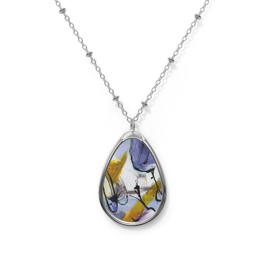 Lily Pad by  Edies' Arts: Galaxy-Inspired Oval Necklace, Abstract Pendant, Birthday Gift Idea