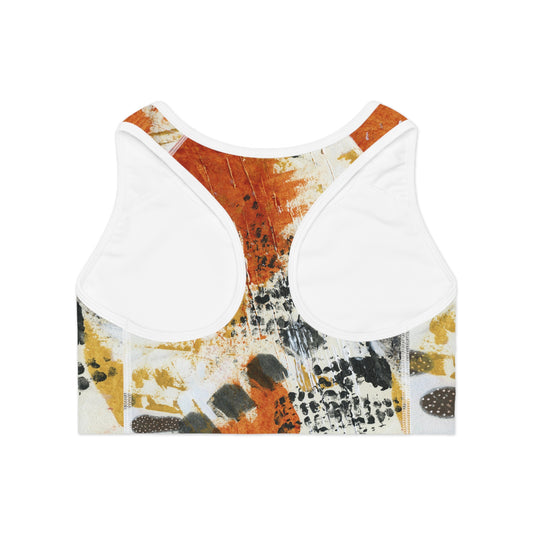 Autumn Chaos: Abstract Print on Sports Bra by Edie's Arts